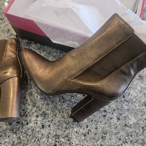 Vince Camuto Metallic Bronze Block Heel Ankle Boots